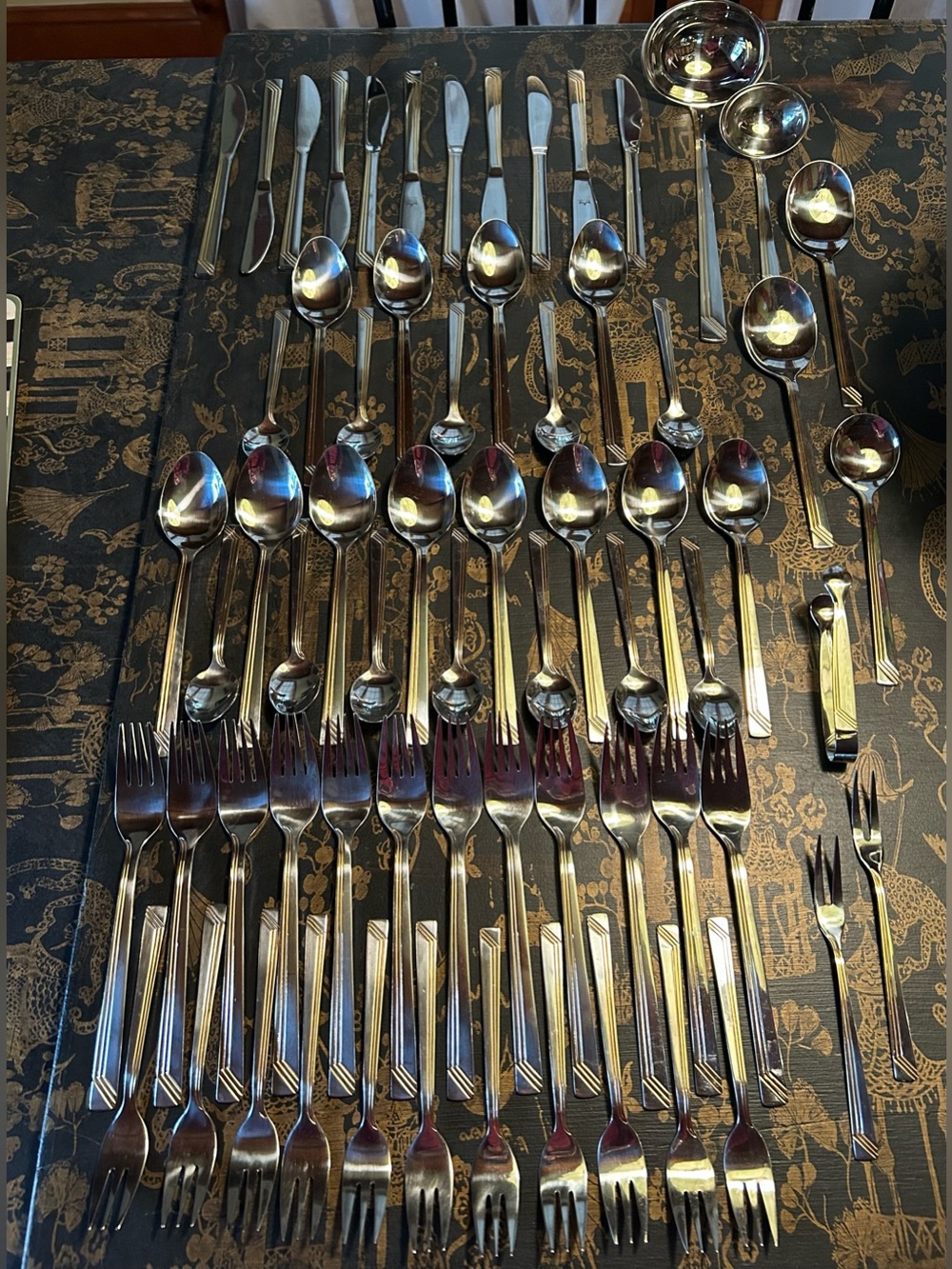 SBS Bestecke Solingen 68 PC 23/24 Silver w/ Gold Plated Flatware Set Excellent